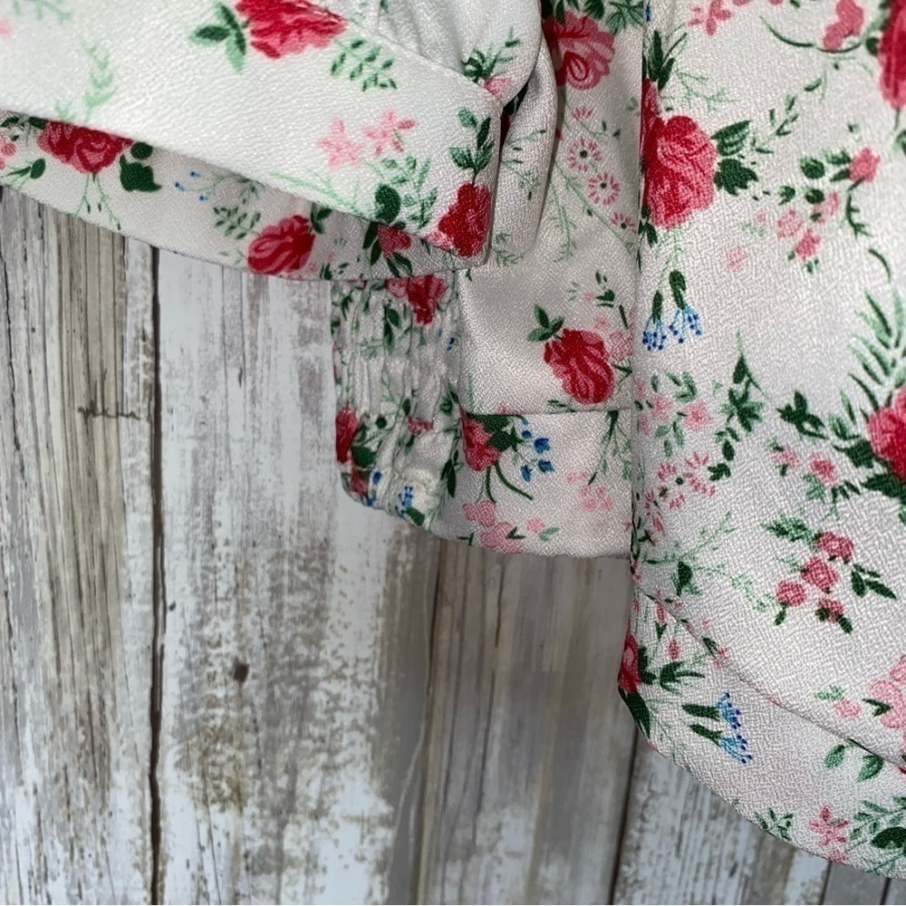 Lulus Cute Factor White Floral Puff Sleeve Crop Top Cottagecore XL NWOT - Picture 5 of 6